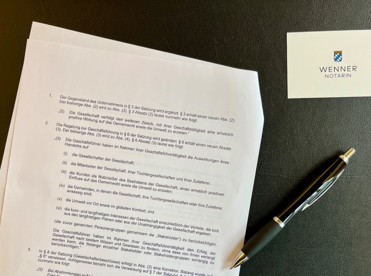 Nextwork: Verpflichtung zur Nachhaltigkeit in der GmbH-Satzung