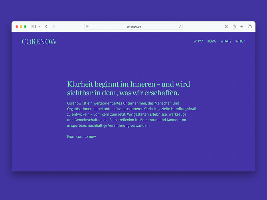 Corenow – Ein kleiner Schritt nach außen, ein großer Schritt nach innen